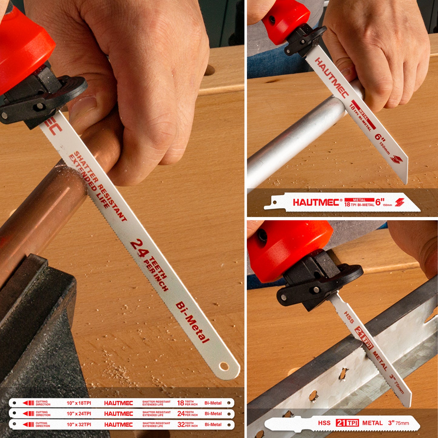 HAUTMEC 10-In-1 Multi Blades Hand Saw with Quick-Release Change Mechanism and Pro HSS/Cr-V/Bi-Metal Blades, Compact Hacksaw, Jab Saw, Versatile Handsaw for Wood, Metal, Plastic, Drywall – HTHSH25032