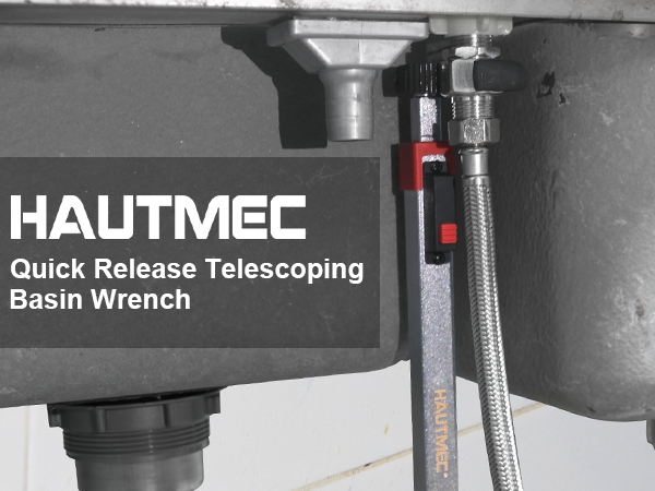 HAUTMEC 11-18inch Telescoping Basin Wrench, Sink Faucet Wrench for Tight Spaces with Replaceable Jaws Capacity 1-1/4''to 2-1/2", Plumber Wrenches for Faucet Hex Nuts Install and Repair Under Sink HT0423-PL