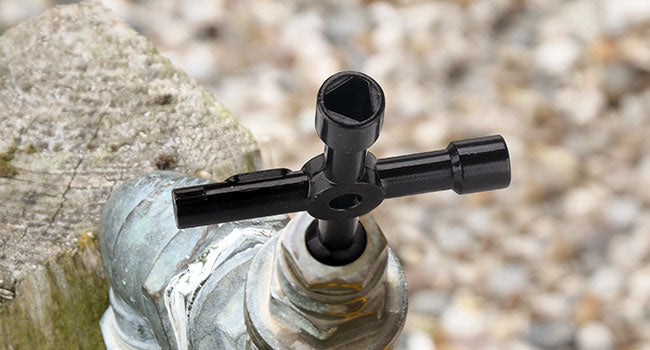 HAUTMEC 4 Way Sillcock Water Key Multi-functional Universal Cross Water Spigot Key Zinc Alloy Plumbers Electricians Valve Tools Black Silcock Key 4 Way, 2 Pack HT0099-2