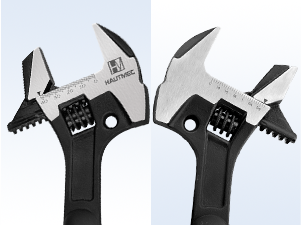 HAUTMEC 16inch Adjustable Spud Wrench, 4 in 1 Multifunctional Spud Wrenches, Adjustable Wrench and Hammer, Extra Wide Jaw Up to 1.6" (41mm) Metric & SAE Scale, Oxide Finish, for Garage Workshop DIY HTASM25015