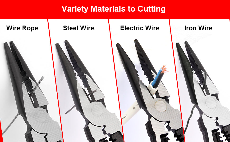 HAUTMEC 9" Needle Nose Pliers,High Leverage Combination Pliers 4 in 1 Multifunctional Heavy Duty Long Nose Pliers HT0274-PL