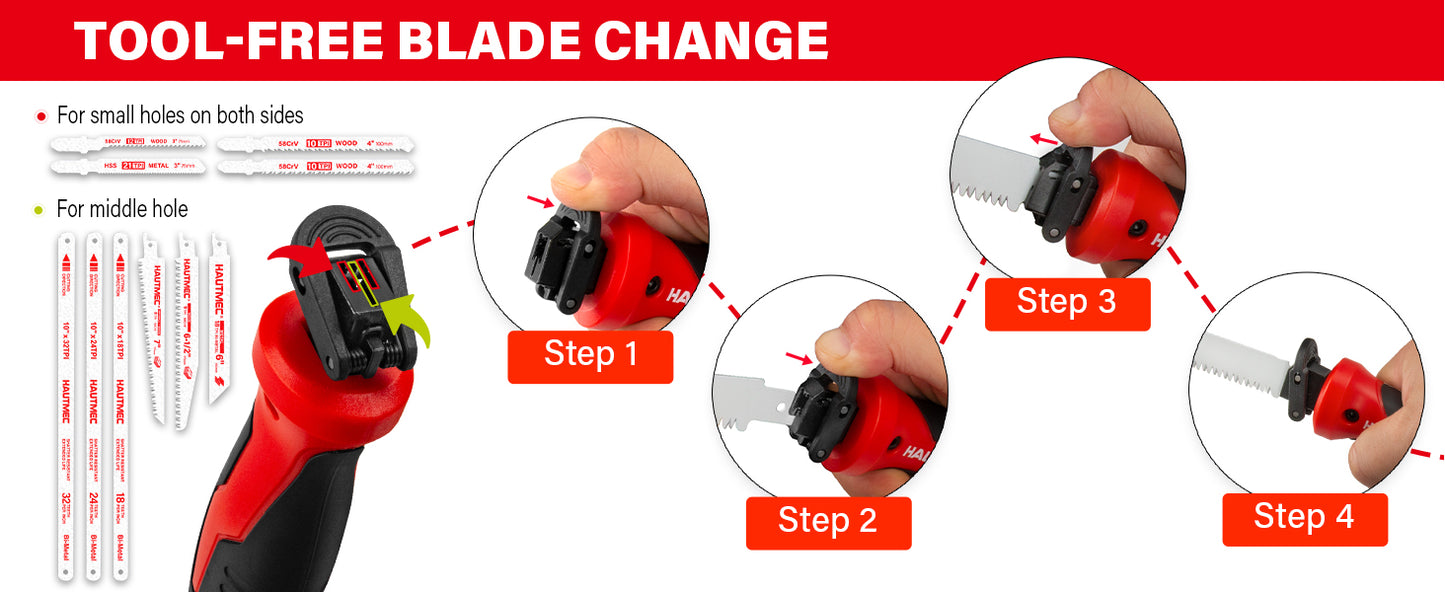 HAUTMEC 10-In-1 Multi Blades Hand Saw with Quick-Release Change Mechanism and Pro HSS/Cr-V/Bi-Metal Blades, Compact Hacksaw, Jab Saw, Versatile Handsaw for Wood, Metal, Plastic, Drywall – HTHSH25032