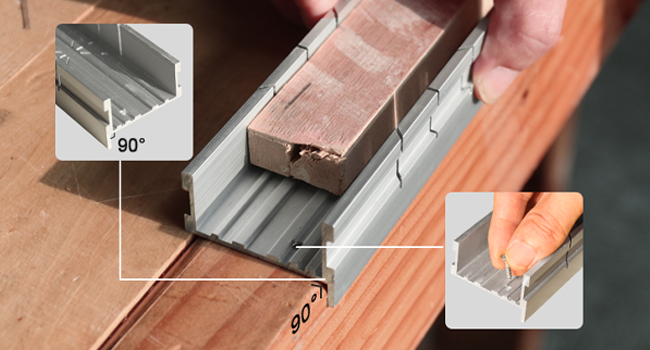 HAUTMEC Mini Miter Box, 5.3" Aluminum Alloy Mitre Block for Precision Cuts at 45°, 90°, 135° Angles, for Wood, Metal, Plastic, and Craft Projects – HT0417