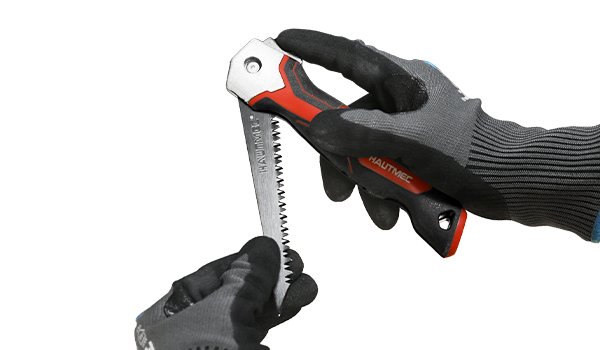 HAUTMEC 5" Folding Drywall Saw/Jab Saw/Keyhole Saw with Carbon Steel Blade, Sheetrock Saw with 7TPI Triple Sharpen Teeth, Compact Design with Holster, for Drywall, Wallboard, Plywood, PVC, HT0415