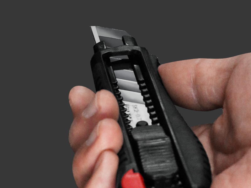 HAUTMEC 18mm Soft Grip Auto-Lock Utility Knife With Red Safety Switch, Sturdy Cutter with Ultra Sharp Black Snap-off Blade, HT0081-10PC
