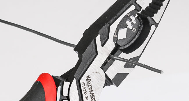 HAUTMEC Pro Wire Stripper Tool 8" Multifunctional Combination Linesman Pliers Cable Cutter Wire Strippers Electrical Terminal Crimping Tool Clamping Spanner High leverage Eccentric Design HT0321