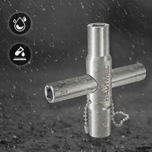 HAUTMEC 4 Way Sillcock Water Key Set 2 Pack, 1/4", 9/32", 5/16", 11/32" Steel Multi-Function Utility Key for Sillcocks Faucets Valves Spigots PL0028-2