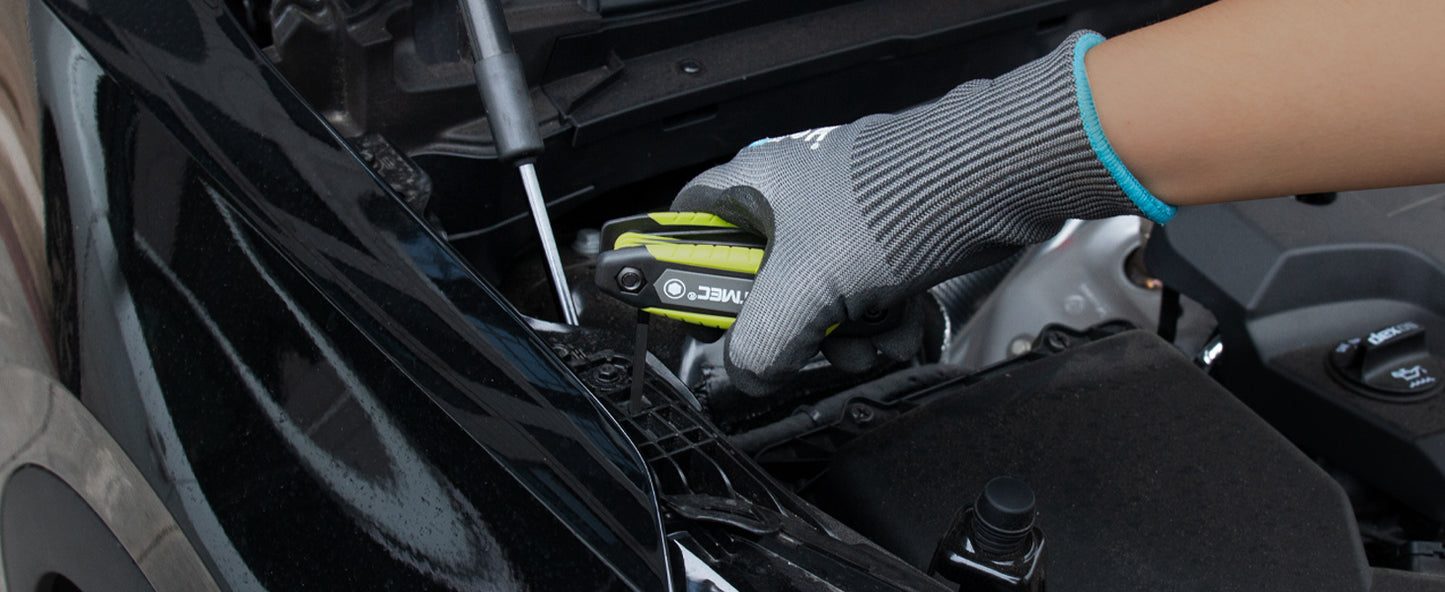 HAUTMEC 17PCS Folding Allen Wrench Set, Compact SAE & Metric Hex Key Set, Color-Coded Non-Slip Grip Allen Key Set, Heated Treated CR-V Steel Hex Wrench Sets, for Bike, Motorcycle & Machinery Repair HTHKH25041