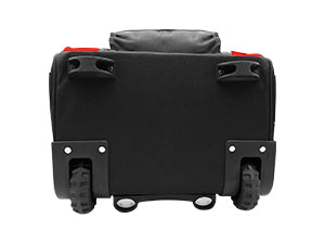 HAUTMEC 14.5" Rolling Tool Bag with Wheels, 25-Pocket Portable Tool Box Organizer with 600D Water-Resistant Fabric, Wide-Mouth Design, Oversized Wheels & Telescoping Red Handle -HTTBM25005