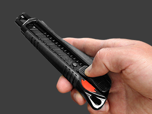 HAUTMEC 18mm Soft Grip Auto-Lock Utility Knife With Red Safety Switch, Sturdy Cutter with Ultra Sharp Black Snap-off Blade, HT0081-10PC