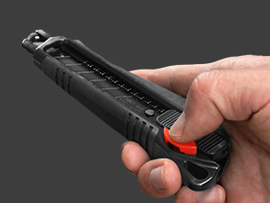 HAUTMEC 18mm Soft Grip Auto-Lock Utility Knife With Red Safety Switch, Sturdy Cutter with Ultra Sharp Black Snap-off Blade, HT0081-10PC