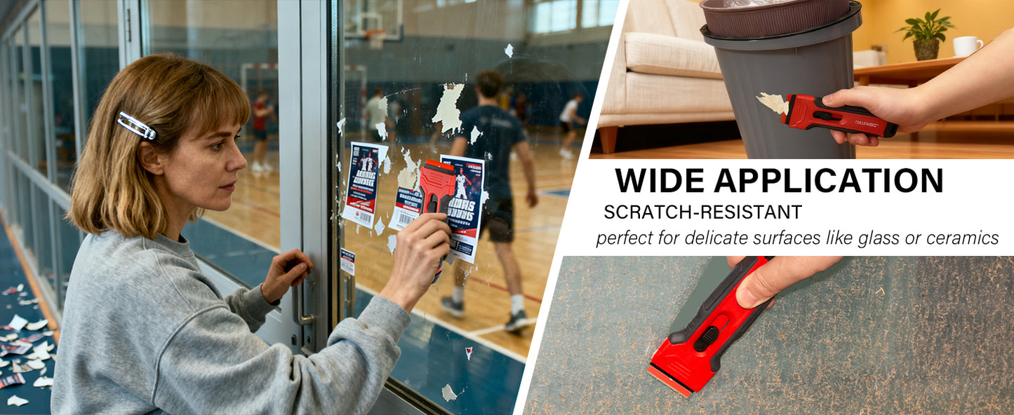 HAUTMEC Razor Blade Scraper Tool With 24Pcs Extra Blades, 10 Plastic Rozor Blades, 14 Carbon Steel Razor Blades, Removing Decals, Stickers, Labels for Glass, Tile, Window, Car, Cooktops HTPBM25031