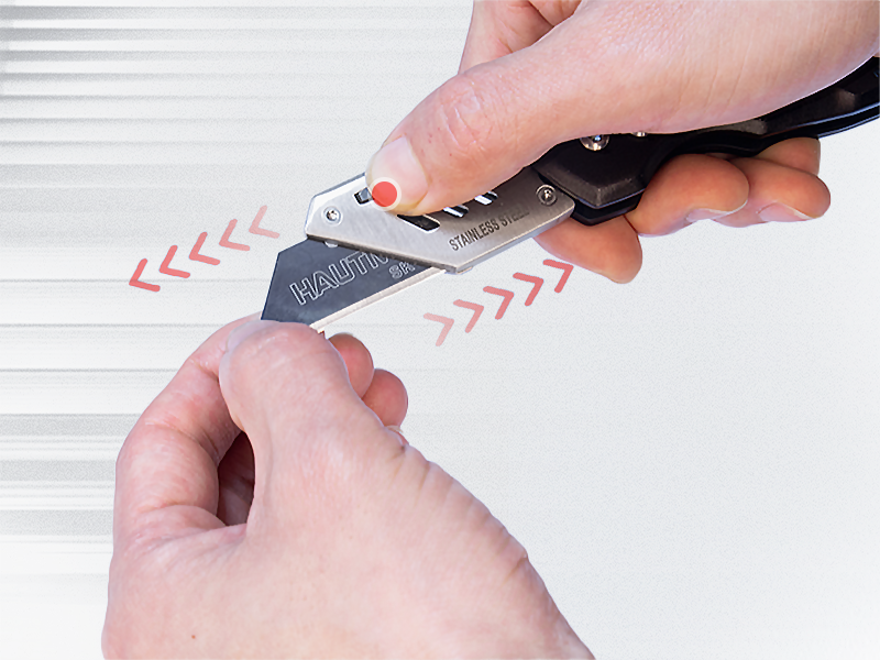 HAUTMEC Folding Utility Knife with 10-Pack SK2H Blades, Heavy-Duty Aluminum Alloy Box Cutter with Belt Clip, Carabiner, Quick-Change Blades & Safety Lock – HTUCH25002