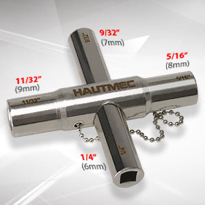 HAUTMEC 4pcs 4 Way Sillcock Water Key Faucet Valve Tool Spigot Key 1/4", 9/32", 5/16", 11/32" PL0028-4