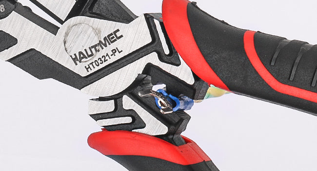 HAUTMEC Pro Wire Stripper Tool 8" Multifunctional Combination Linesman Pliers Cable Cutter Wire Strippers Electrical Terminal Crimping Tool Clamping Spanner High leverage Eccentric Design HT0321