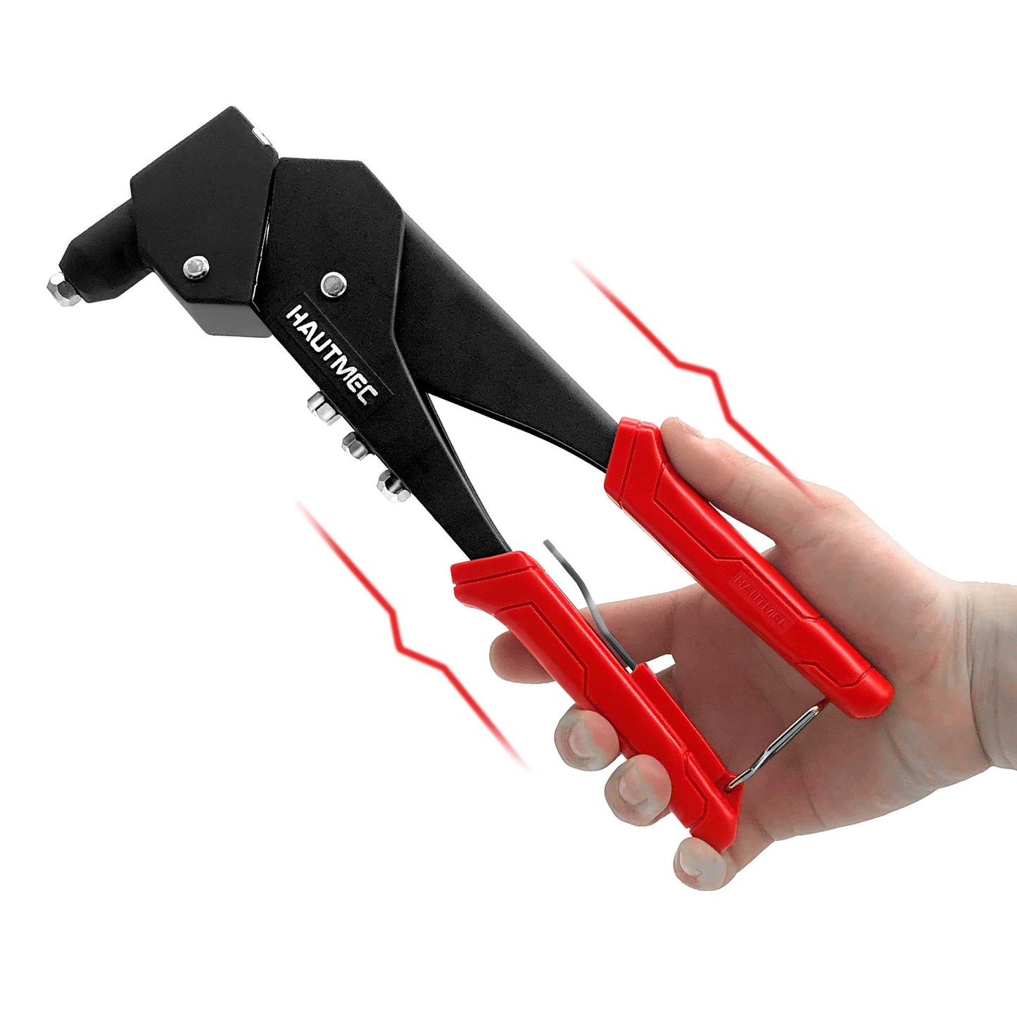HAUTMEC Pop Rivet Gun,360° Swivel Head Hand Rivet Tool with 4 Manual Interchangeable Rivet Heads HT0128-HR