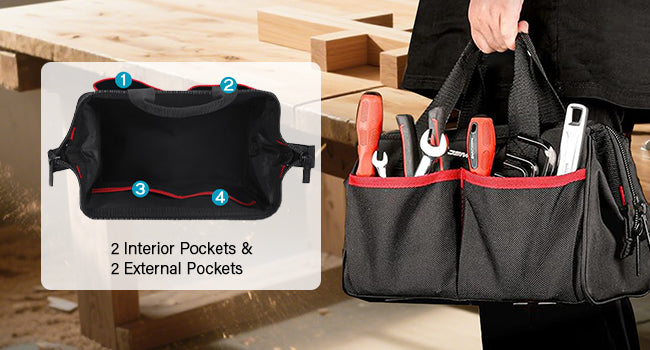 HAUTMEC 3 Piece Heavy-Duty Rolling Tool Bag Set, 18” Wheeled Tool Bag, 15” Electrician Tool Tote & 12” Wide Mouth Bag, 1680D Oxford Fabric Portable Tool Storage – HTTBM25006