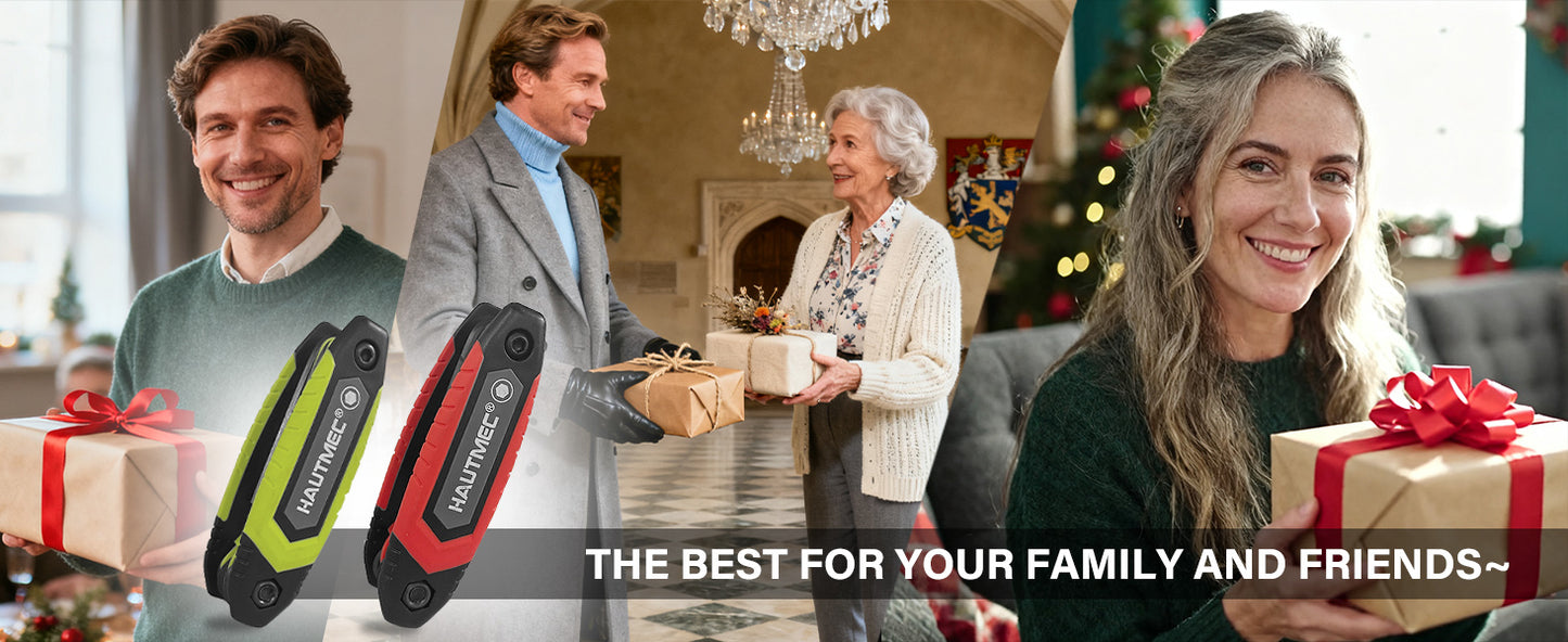 HAUTMEC 17PCS Folding Allen Wrench Set, Compact SAE & Metric Hex Key Set, Color-Coded Non-Slip Grip Allen Key Set, Heated Treated CR-V Steel Hex Wrench Sets, for Bike, Motorcycle & Machinery Repair HTHKH25041