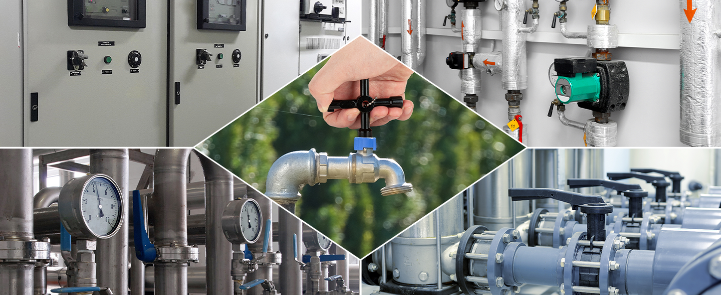 HAUTMEC 4 Way Sillcock Water Key Multi-functional Universal Cross Water Spigot Key Zinc Alloy Plumbers Electricians Valve Tools Black Silcock Key 4 Way, 2 Pack HT0099-2