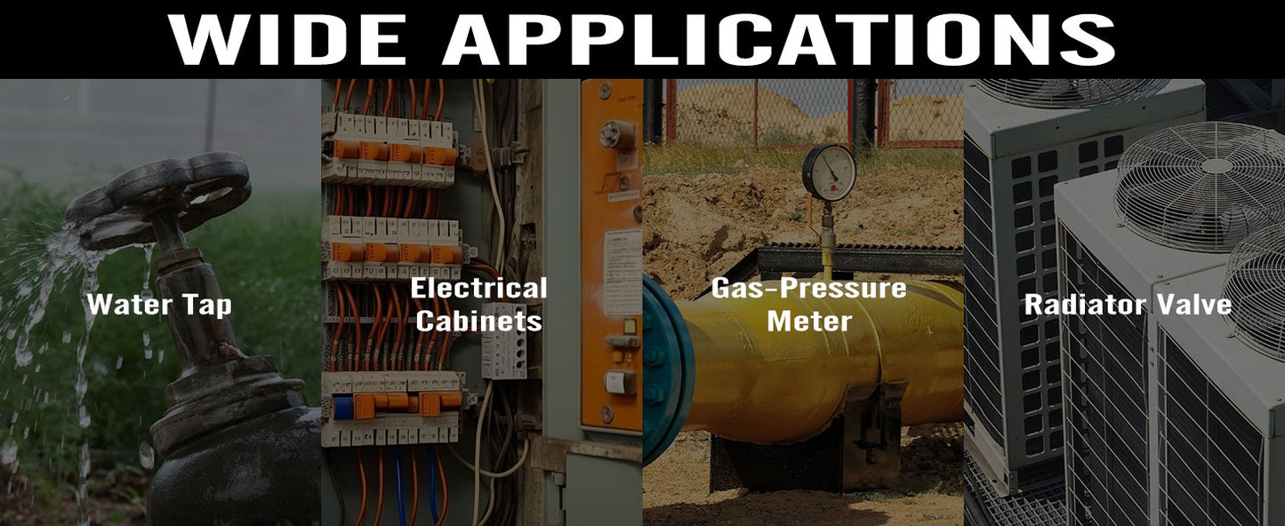 HAUTMEC 4 Way Sillcock Water Key Multi-functional Universal Cross Water Spigot Key Zinc Alloy Plumbers Electricians Valve Tools Black Silcock Key 4 Way, 2 Pack HT0099-2