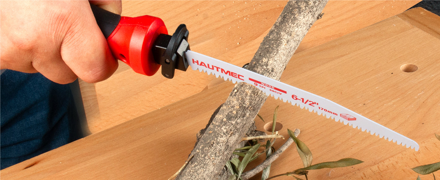 HAUTMEC 10-In-1 Multi Blades Hand Saw with Quick-Release Change Mechanism and Pro HSS/Cr-V/Bi-Metal Blades, Compact Hacksaw, Jab Saw, Versatile Handsaw for Wood, Metal, Plastic, Drywall – HTHSH25032