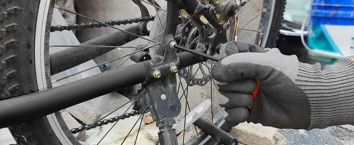 HAUTMEC 14-Piece T-Handle Allen Wrench Set, SAE & Metric T-Handle Hex Key Set, High Torque CR-V Steel Allen Key Set with Storage Rack, for Bike, Motorcycle, Furniture & Auto Repair, HTHKH25040