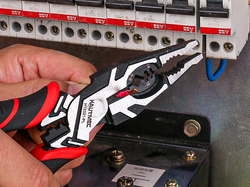 HAUTMEC Pro Wire Stripper Tool 8" Multifunctional Combination Linesman Pliers Cable Cutter Wire Strippers Electrical Terminal Crimping Tool Clamping Spanner High leverage Eccentric Design HT0321