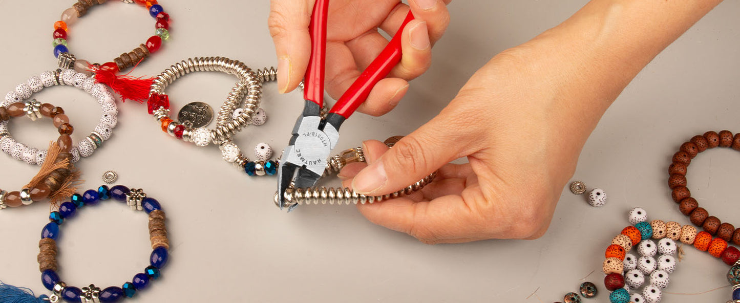 HAUTMEC 6" Flush Cut Pliers Ultra Sharp Wire Cutters 5PCS with Spring Loaded and Non-slip Grip, Ideal Wire Snips for Plastic, Soft Wire, Toy Model Kits, Jewelry Marking, Zip Ties, HT0318-5PC