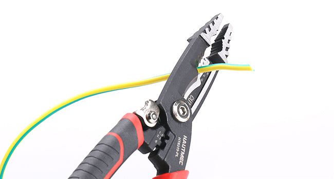 HAUTMEC 7-in-1 Wire Stripper Cutters Tool, 8" Wire Strippers, Electrical, Wire Cable Stripper and Crimping Tool, Multifunctional Pliers HT0319-PL