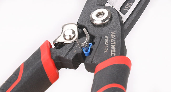 HAUTMEC 7-in-1 Wire Stripper Cutters Tool, 8" Wire Strippers, Electrical, Wire Cable Stripper and Crimping Tool, Multifunctional Pliers HT0319-PL