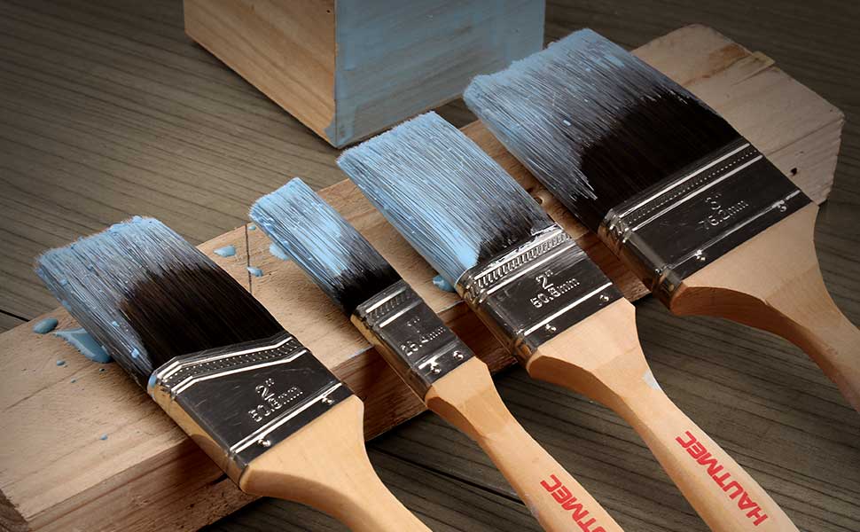 HAUTMEC Paint Brushes,4 Pk Treated Wood Handle Stain Paint Brush Set HT0029-PT
