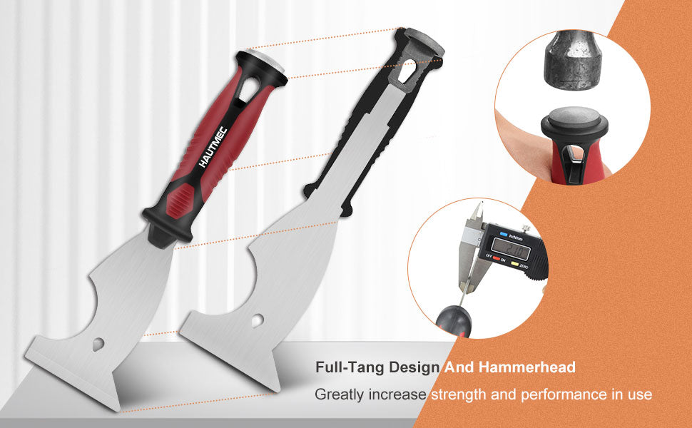 HAUTMEC Putty Knife Scraper, Scraper, Paint knife, Caulk Removal Tool, Painters Tool, Paint Can Opener, Paint Remover for Wood, Wallpaper Scraper, Painting Tool (1pc-3" 8-in-1) HT0049-PT