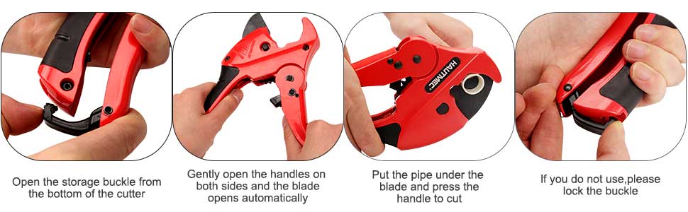 HAUTMEC Multifunction Ratchet-type Tube and Pipe Cutter, One-hand Fast Pipe Cutting Tool for Cutting Up to 1-5/8 inch, 3-in-1 Tubes, Wire and Trunking cutter HT0257-TC