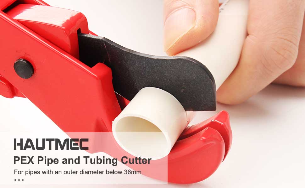 HAUTMEC Pvc Pipe Cutter Tool PEX Pipe Cutter Tubing Cutter for Cutting 36mm PVC, CPVC, PPR, PEX, Rubber Hose Cutter and Plumbing Plastic Cutter, Ideal for Home Work, Handymen and Plumbers HT0256