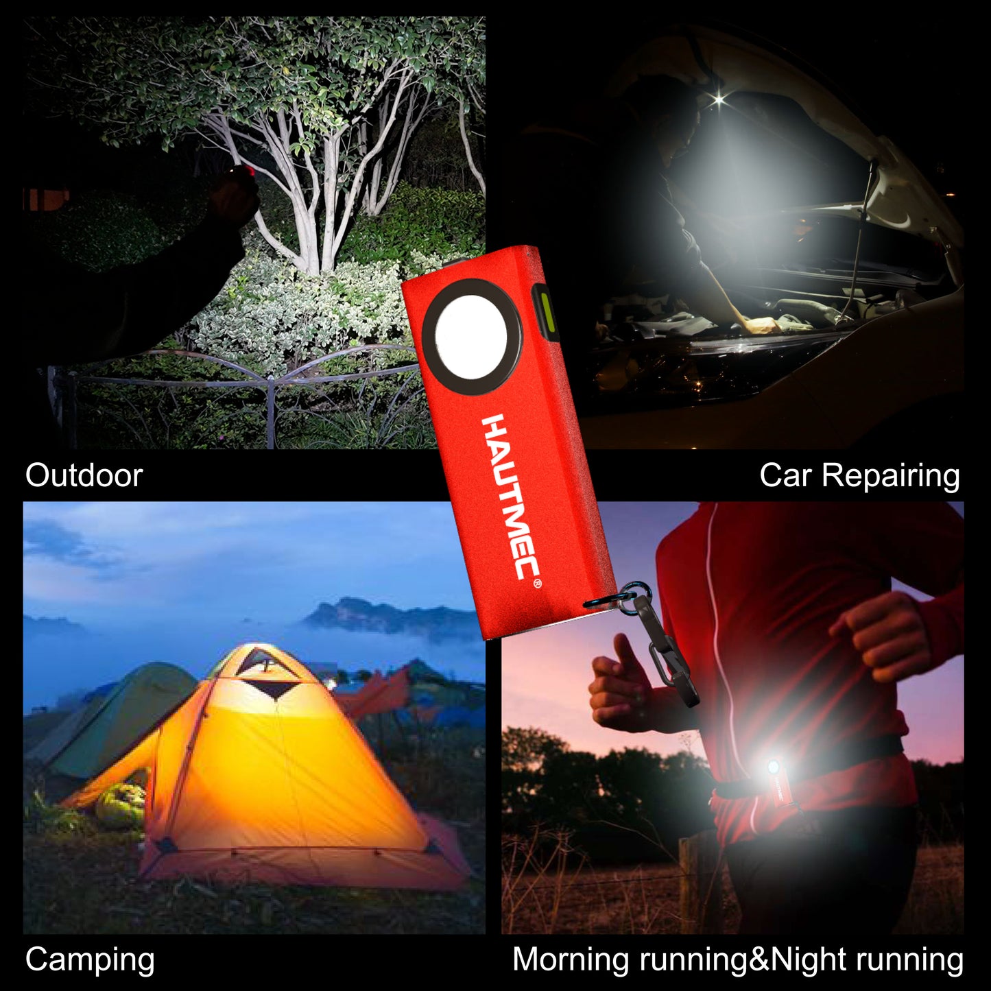 HAUTMEC Rechargeable 5 Modes Mini EDC Flashlight, Magnetic Base & Clip,Type-C Charging, Portable Flat Pocket Keychain Flashlight for Outdoor, Car Repairing, Garage,Camping HT0332
