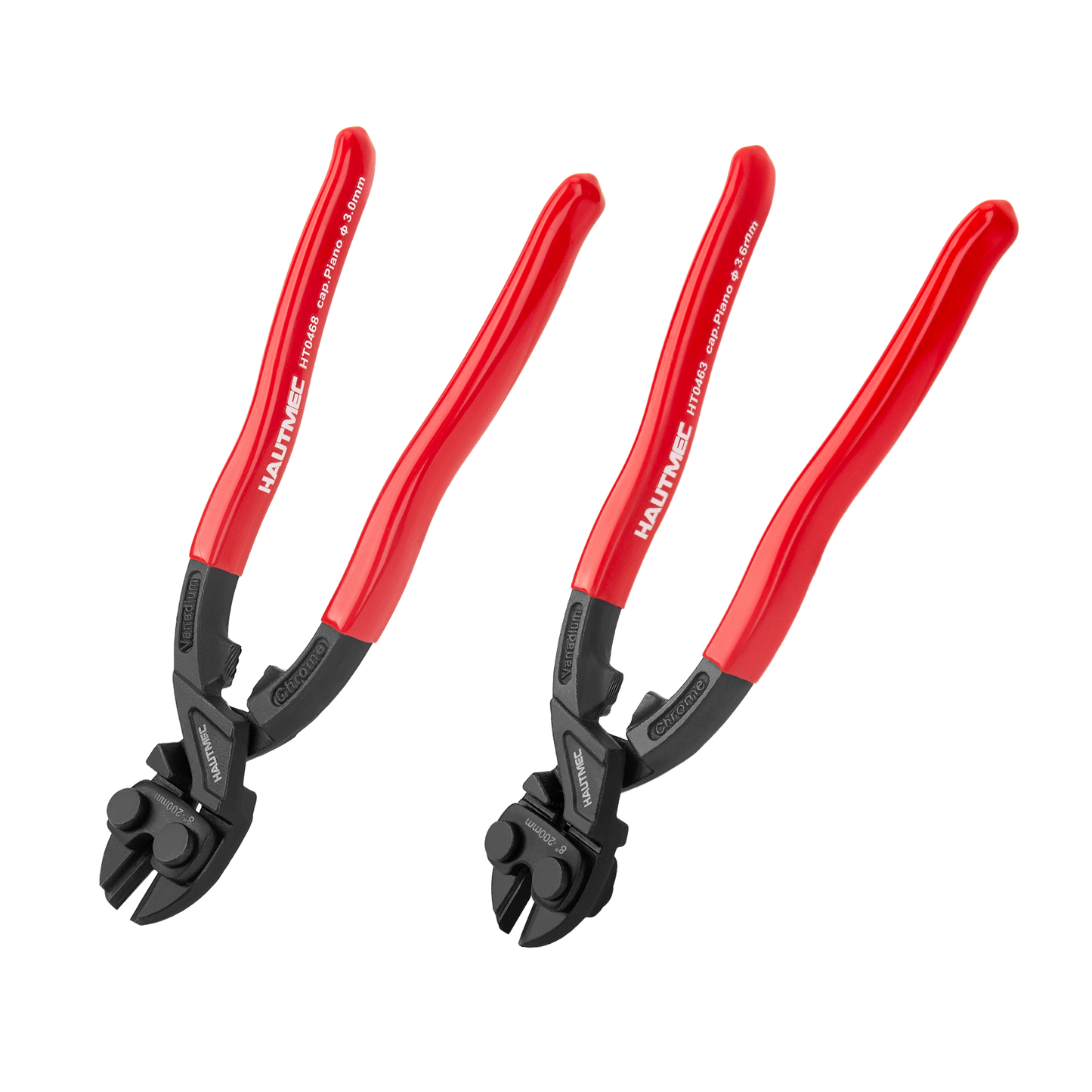 HAUTMEC Mini Bolt Cutters Plier Set, 8" High Leverage Compact Bolt Cutter and Diagonal Cutting Pliers, Anti-Slip Grip, CRV Blade, Flush Cutter for Locks, Bolts,Wires, Cables, Rivets, and Chains HT0469