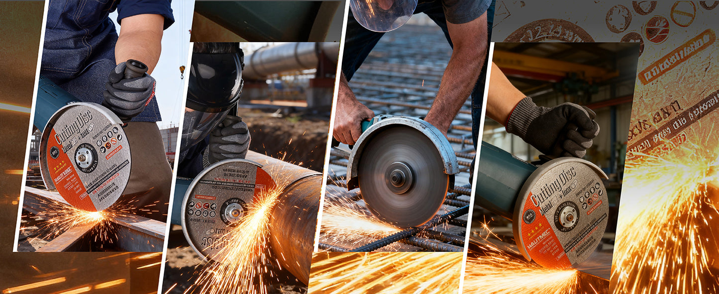 HAUTMEC Expert Grade Cut Off Wheels 9" x 5/64" x 7/8", 10 Pack Thin Grinding Disc for Cutting Metals/Iron Steel, General Purpose Cut Off Blade HTACH25044