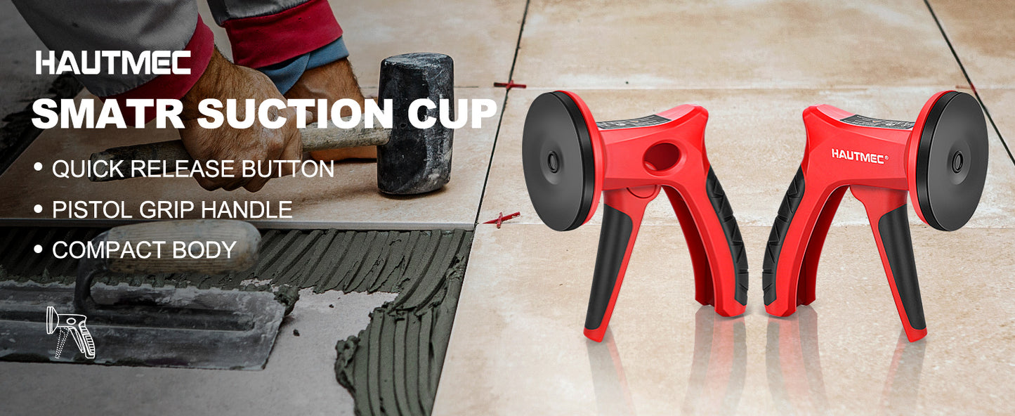 HAUTMEC 2 Pack Pistol Grip Suction Cup – Compact Suction Lifter with Quick Release Lever, One-Handed Operation for Tile, Glass, Stone & More – HT0439