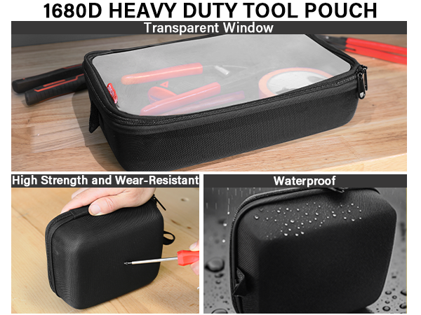 HAUTMEC Utility Tools Organizer Set, 2 Pcs Portable EVA Hard Storage Case with Clear Top Window, Double Zipper, Water-Resistant 1680D Material – HT0403