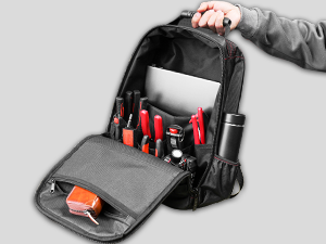 HAUTMEC Pro Tool Backpack Heavy Duty 1680D Water-Resistant Tool Bag with Laptop Compartment, Padded Straps for Comfortable Carry, Impact-Resistant Base, HT0407