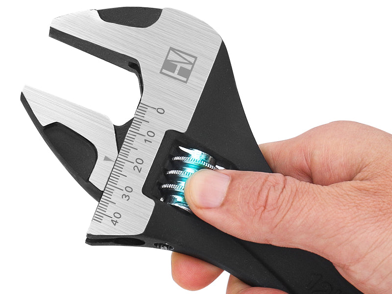 HAUTMEC 10 inch Adjustable Wrench Extra Wide Jaw Black Finish Adjustable Wrenches Drop-Forged CR-V Steel Metric & SAE Scales for Home Garage Workshop DIY, HT0374