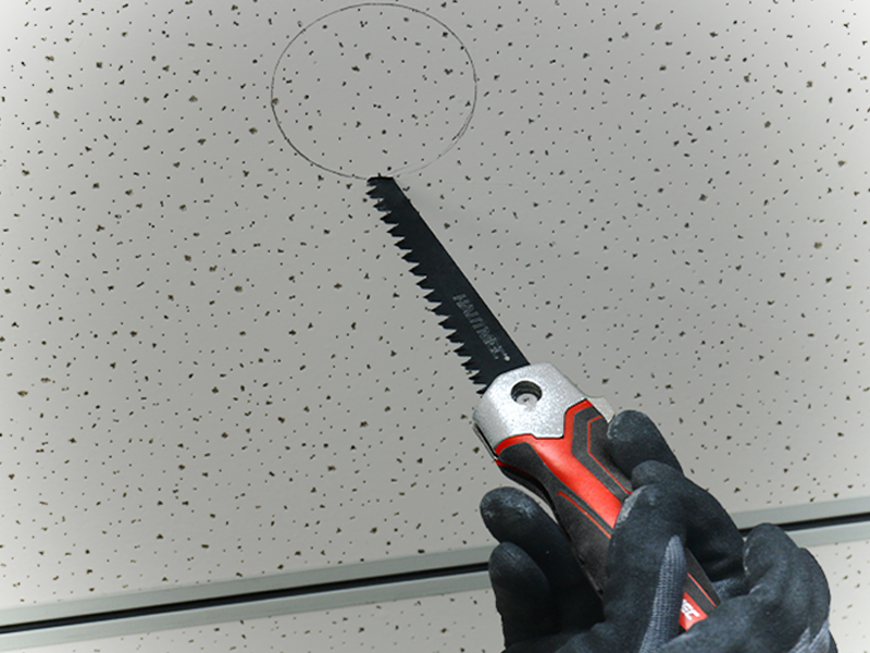 HAUTMEC 5" Folding Drywall Saw/Jab Saw/Keyhole Saw with Carbon Steel Blade, Sheetrock Saw with 7TPI Triple Sharpen Teeth, Compact Design with Holster, for Drywall, Wallboard, Plywood, PVC, HT0415