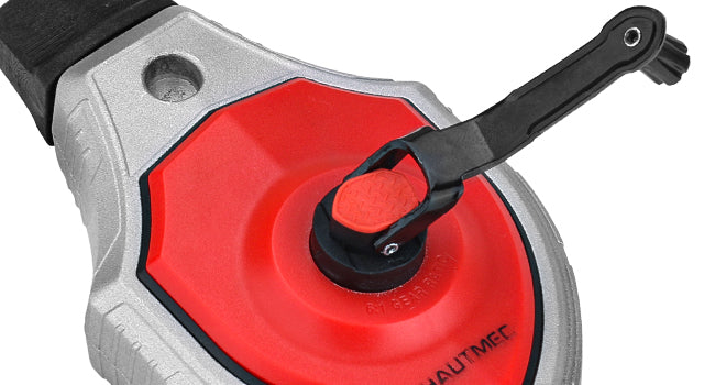 HAUTMEC Chalk Line, 30m/100ft Chalk Line Tool with Red Chalk, 6:1 Gear Ratio Reel, Chalk Box for Carpenters and Builders, HT0358