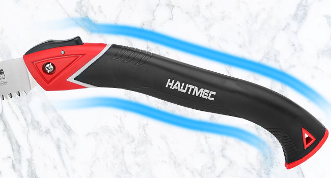 HAUTMEC 9" Pruning Hand saw, Pro Folding Saw of Sharp Stone Serie, SK5 Blade, Precision Hardened Triple-cut Teeth, Deep Gullets for Swift Chip HT0304