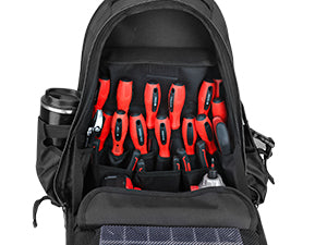 HAUTMEC Heavy-Duty Tool Backpack, 1680D Pro Backpack Tool Bag with Padded Laptop Compartment, 22 Pockets & Molded Waterproof Base for Electricians, Contractors, and Technicians – HT0285
