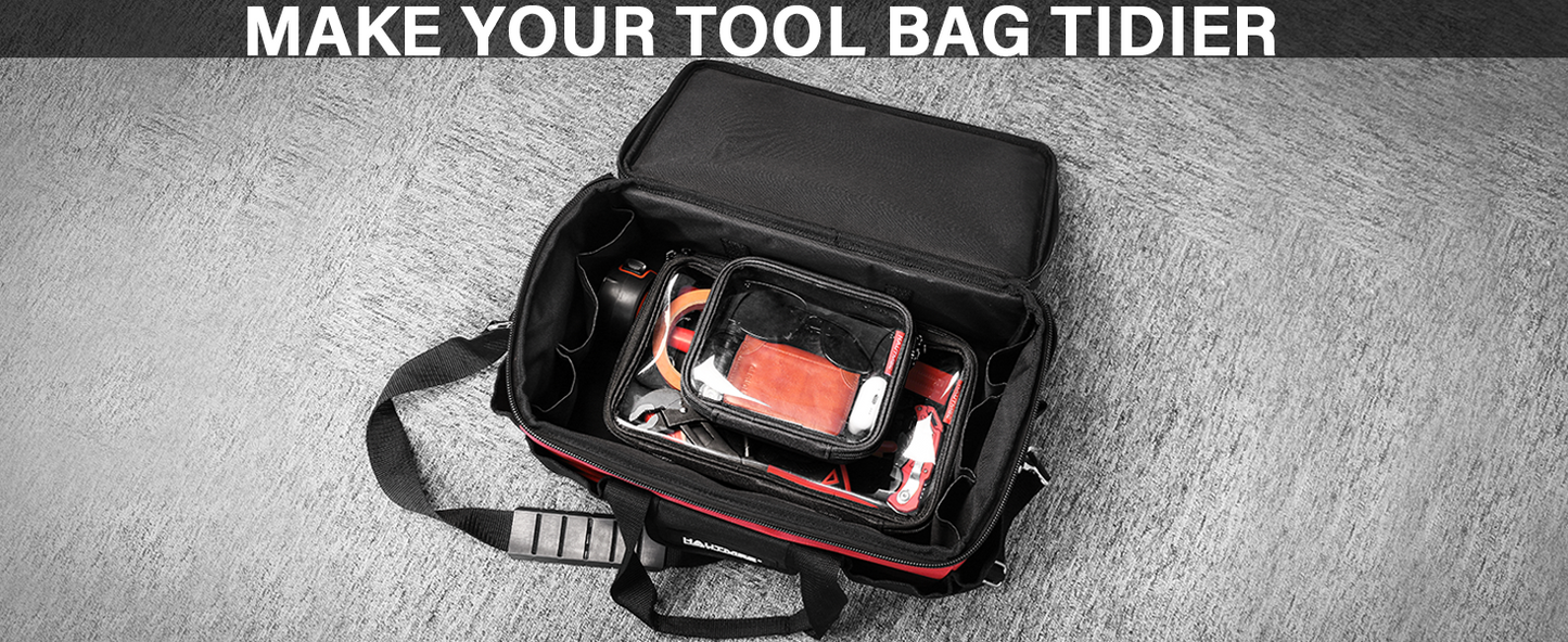 HAUTMEC Utility Tools Organizer Set, 2 Pcs Portable EVA Hard Storage Case with Clear Top Window, Double Zipper, Water-Resistant 1680D Material – HT0403