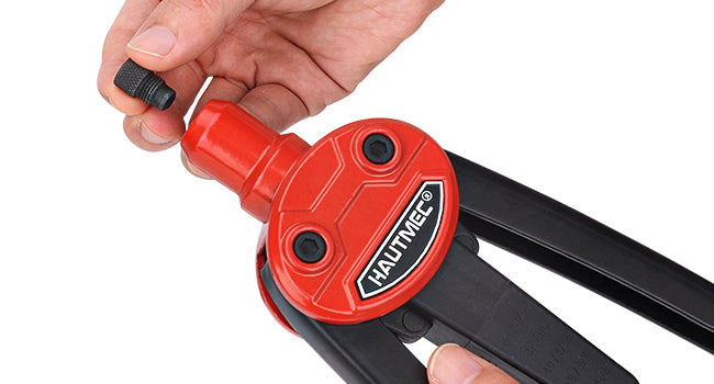 HAUTMEC Rivet Nut Tool, 13" Labor Saving Hand Riveter with Automatic Spring, 5 Tool-Free Interchangeable Nosepieces, Heavy Duty Hand Riveter for Aluminum, Steel, Stainless Steel, HT0387