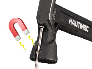 HAUTMEC 20 oz. One Piece Forged Framing Hammer With Straight Rip Claw, Milled Face, Shock-Absorbing Grip, with Magnetic Nail Holder, HT0371-HM