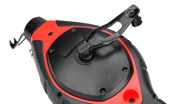 HAUTMEC Pro Chalk Line, Handle with Chalk Line Tool Releaser, 30m/100ft Bold Chalk Reel, Layout Chalk Box, Handle with 6:1 Gear Ratio Speed, HT0384-CL