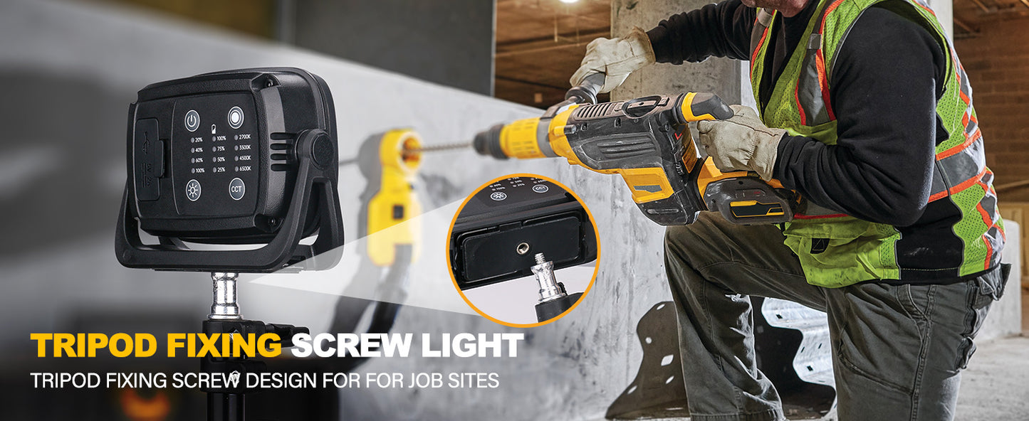 HAUTMEC Rechargeable Work Light, 360°Rotating COB 1500LM Portable Flood Light with Magnetic Base and Pothook, Waterproof Power Bank Worklight Tool for Car Repairing Construction Sites, HT0168-WL